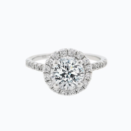 1.0 CT Round Shaped Moissanite Halo Engagement Ring - crownmoissanite