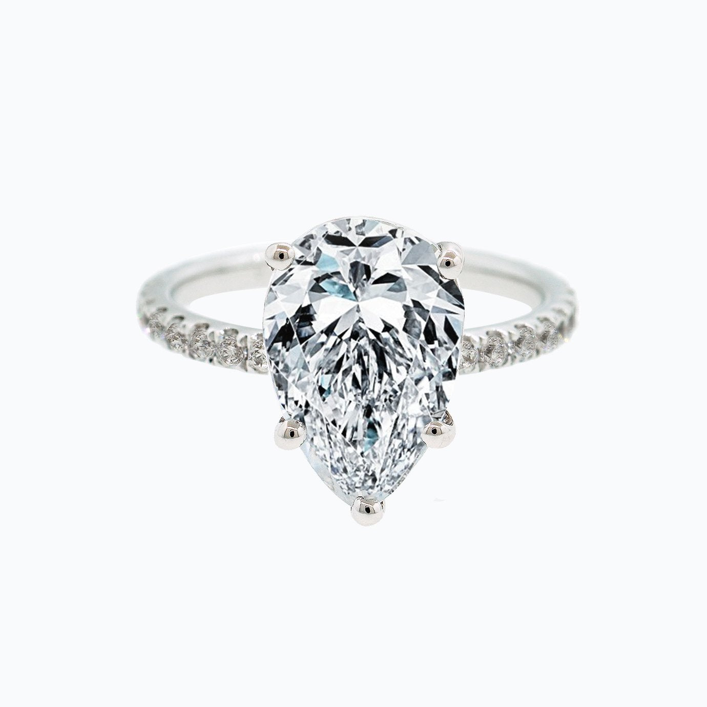 3.0 CT Pear Shaped Moissanite Hidden Halo Engagement Ring - crownmoissanite