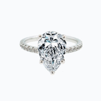 3.0 CT Pear Shaped Moissanite Hidden Halo Engagement Ring - crownmoissanite