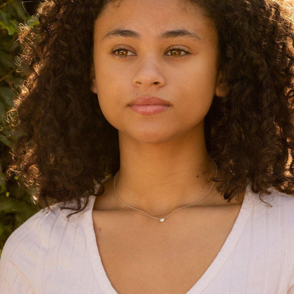 0.14TCW Round Moissanite Halo Necklace - crownmoissanite