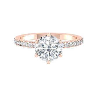 1.85 CT Round Cut Solitaire Pave Moissanite Engagement Ring - crownmoissanite