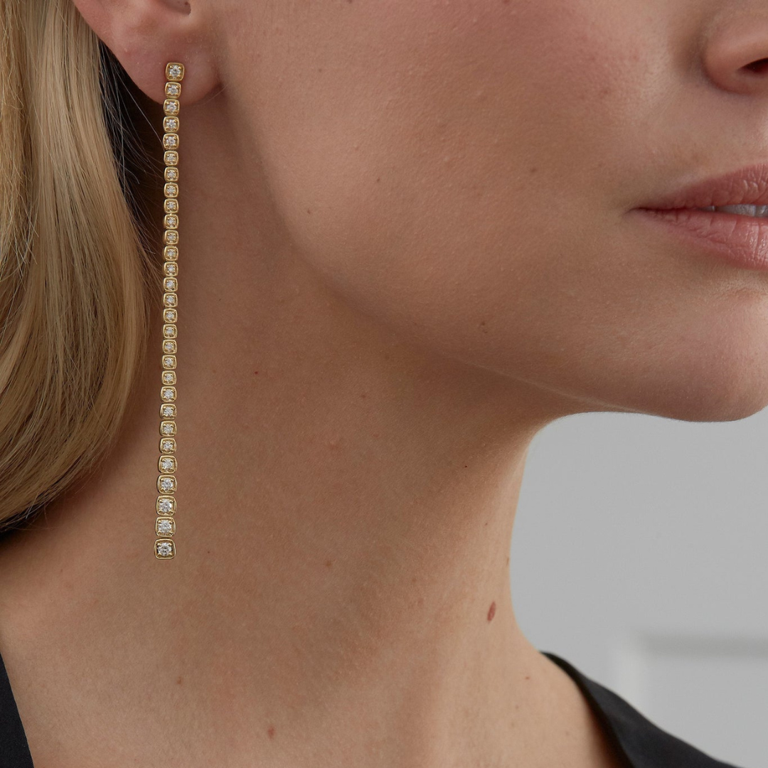 1.44 TCW Cushion Moissanite Diamond Long Drop Earrings