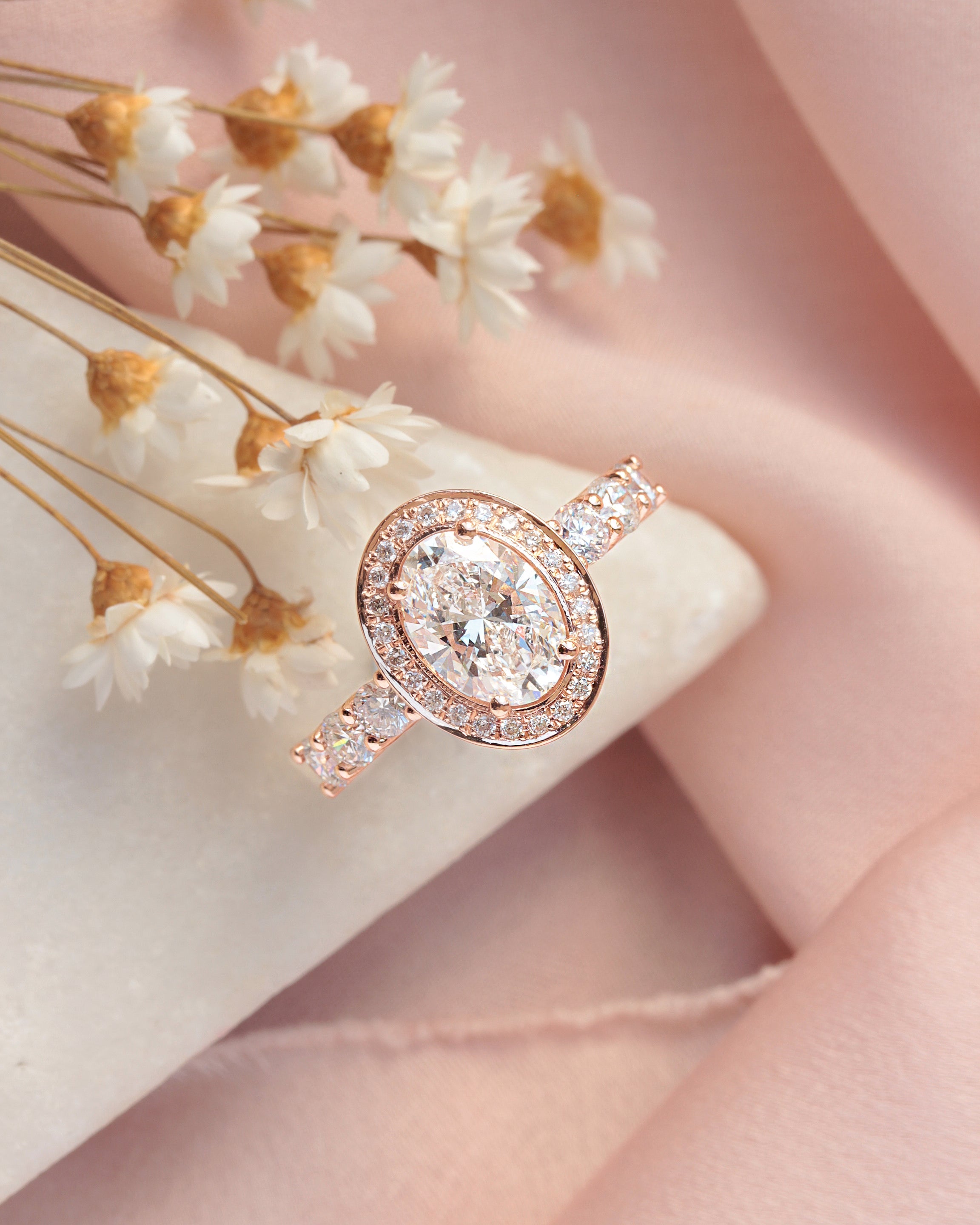 1.50 CT Round Moissanite Halo & Pave Engagement Ring