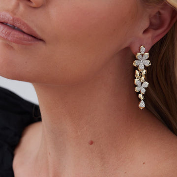 2.17 TCW Round Moissanite Diamond Flower Drop Earrings