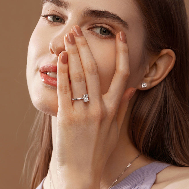 1.67 CT Radiant Cut Solitaire Moissanite Engagement Ring - crownmoissanite