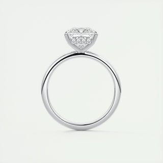 2.08 CT Princess Solitaire Hidden Halo Moissanite Engagement Ring - crownmoissanite