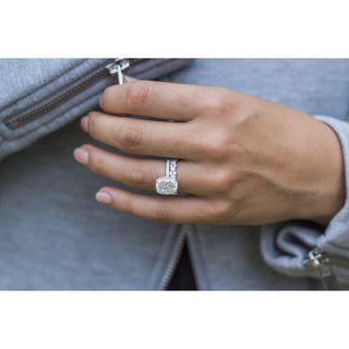 5.0 CT Elongated Cushion Solitaire Hidden Halo & Pave Moissanite Engagement Ring - crownmoissanite