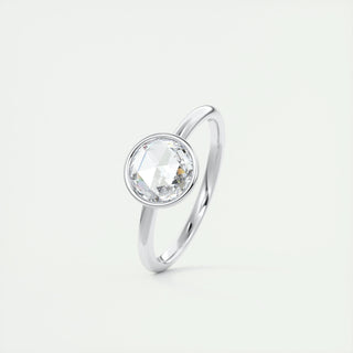 1.19 CT Rose Cut Round Shaped Moissanite Bezel Engagement Ring - crownmoissanite