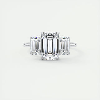 1.91 CT Emerald Cut Three Stone Moissanite Engagement Ring - crownmoissanite