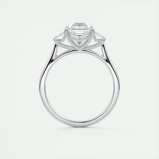 2.03 CT Asscher Shaped Moissanite Three Stones Engagement Ring - crownmoissanite