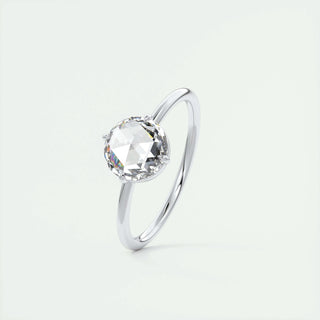 1.19 CT Rose Cut Round Shaped Moissanite Solitaire Engagement Ring - crownmoissanite