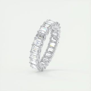 4.60 Emerald Cut Full Eternity Moissanite Bridal Wedding Band - crownmoissanite