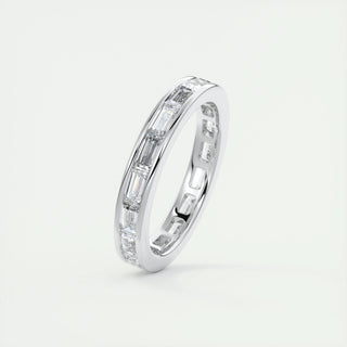 1.87 Emerald Cut Channel Moissanite Bridal Wedding Band - crownmoissanite