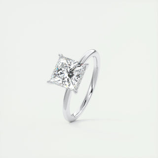 2.08 CT Princess Solitaire Hidden Halo Moissanite Engagement Ring - crownmoissanite