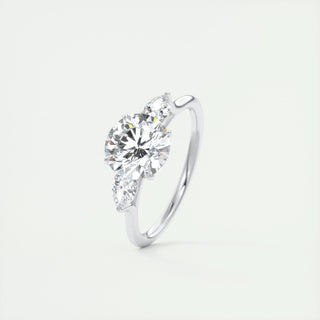 2.0 CT Round Shaped Moissanite Three Stones Engagement Ring - crownmoissanite