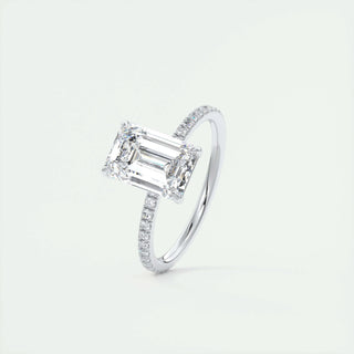 1.91 CT Emerald Cut Solitaire Pave Moissanite Engagement Ring - crownmoissanite