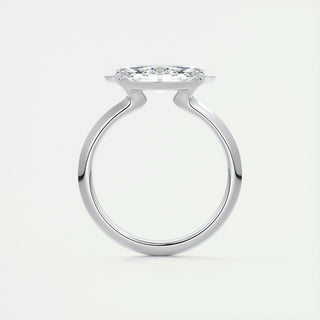 1.98 CT Marquise Shaped Moissanite Half Bezel Engagement Ring - crownmoissanite