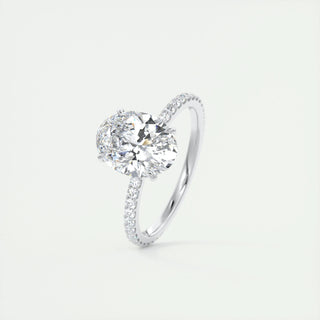 1.91 CT Oval Shaped Moissanite Hidden Halo Engagement Ring - crownmoissanite