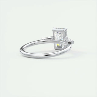 1.91 CT Emerald Cut Three Stone Moissanite Engagement Ring - crownmoissanite