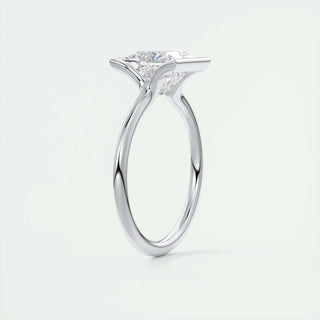 2.08 CT Princess Solitaire Half Bezel Moissanite Engagement Ring - crownmoissanite