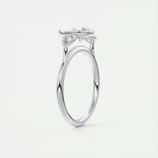 1.33 CT Pear Bezel 3 Stone Moissanite Engagement Ring - crownmoissanite