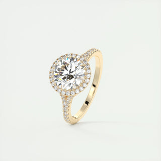 2.0 CT Round Halo Split Shank Moissanite Engagement Ring - crownmoissanite