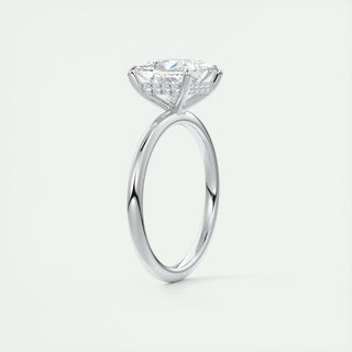 2.08 CT Princess Solitaire Hidden Halo Moissanite Engagement Ring - crownmoissanite