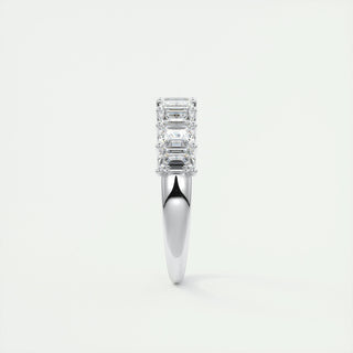 1.80 CT Emerald Shaped Moissanite Half Eternity Wedding Band - crownmoissanite