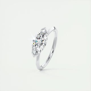 1.98 CT Marquise Half Bezel Solitaire Moissanite Engagement Ring - crownmoissanite