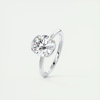 2.0 CT Round Cut Half Bezel Solitaire Moissanite Engagement Ring - crownmoissanite