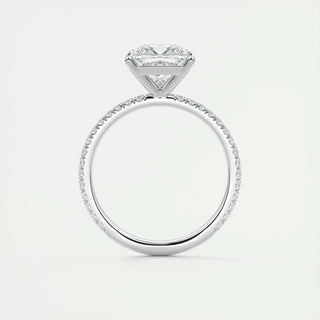 2.08 CT Princess Solitaire Pave Moissanite Engagement Ring - crownmoissanite