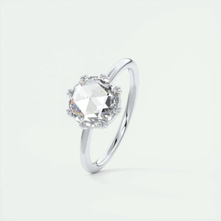 1.47 CT Round Rose Cut Solitaire Double Prong Moissanite Engagement Ring - crownmoissanite