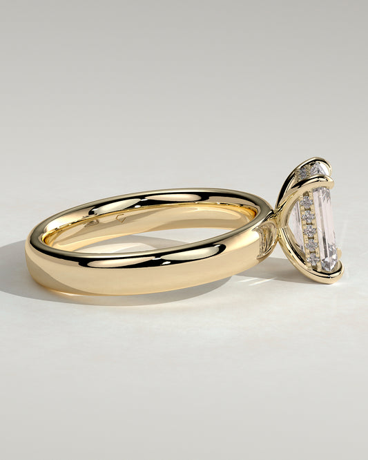 2.0 CT Emerald Cut Moissanite Hidden Halo Engagement Ring