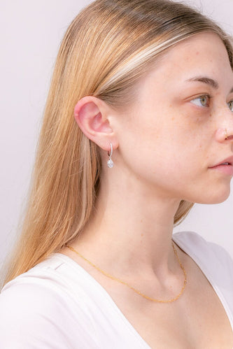 2.0 TCW Pear Moissanite Drop Hoops Earrings - crownmoissanite
