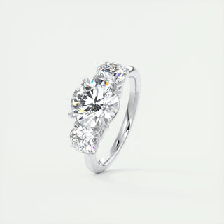 2.0 CT Round Shaped Moissanite Three Stones Engagement Ring - crownmoissanite