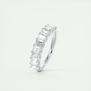 1.80 CT Emerald Shaped Moissanite Half Eternity Wedding Band - crownmoissanite