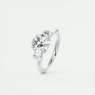 2.0 CT Round Shaped Moissanite Three Stones Engagement Ring - crownmoissanite