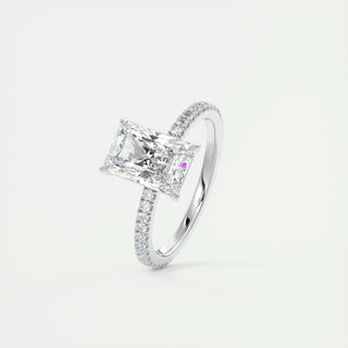 2.10 CT Radiant Solitaire Pave Moissanite Engagement Ring - crownmoissanite