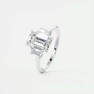 1.91 CT Emerald Cut Three Stone Moissanite Engagement Ring - crownmoissanite