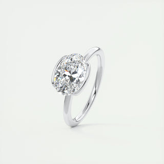 1.91 CT Oval Half Bezel Solitaire Moissanite Engagement Ring - crownmoissanite