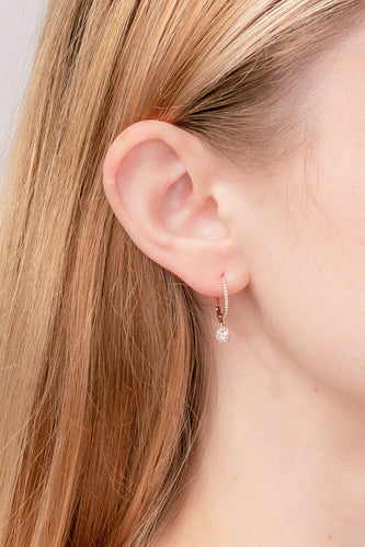 0.60 TCW Round Moissanit Halo Drop Earrings - crownmoissanite
