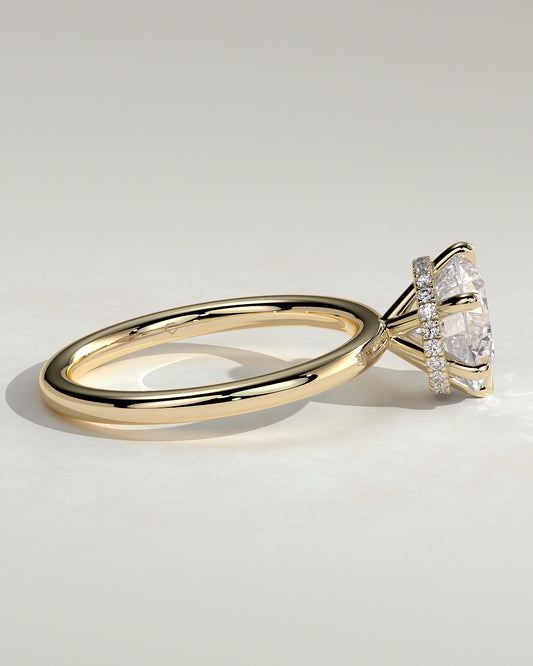 2.0 CT Round Cut Moissanite Hidden Halo Engagement Ring