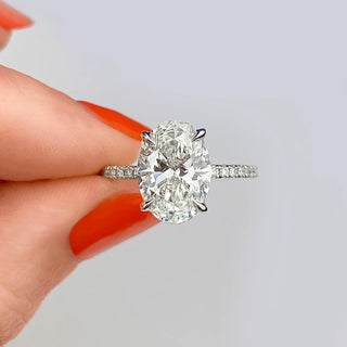 1.91 CT Oval Shaped Moissanite Hidden Halo Engagement Ring - crownmoissanite