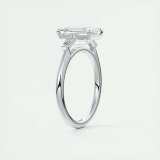 1.91 CT Emerald Cut Three Stone Moissanite Engagement Ring - crownmoissanite