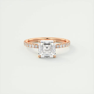 2.03 CT Asscher Shaped Moissanite Solitaire Engagement Ring - crownmoissanite