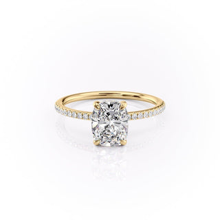 2.0 CT Elongated Cushion Shaped Moissanite Solitaire Engagement Ring - crownmoissanite