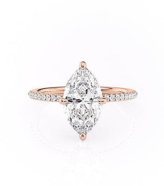 1.58 CT Marquise Shaped Moissanite Hidden Halo Engagement Ring - crownmoissanite