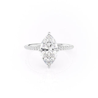 1.58 CT Marquise Cut Hidden Halo Pave Setting Moissanite Engagement Ring - crownmoissanite