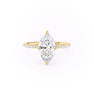 1.58 CT Marquise Shaped Moissanite Hidden Halo Engagement Ring - crownmoissanite