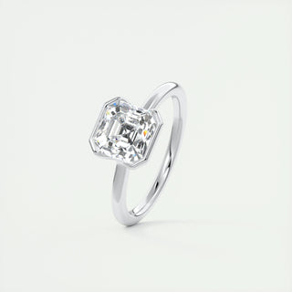 2.03 CT Asscher Shaped Moissanite Half Bezel Engagement Ring - crownmoissanite